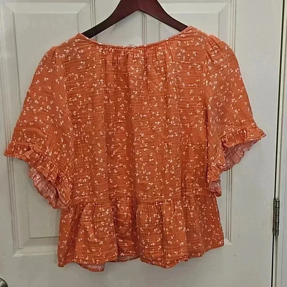 Ana a New Approach Coral Floral Boho Blouse Size Med - Picture 5 of 7